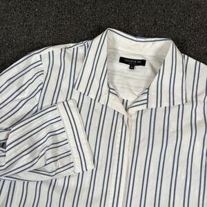 Lafayette‎ 148 New York Striped Cotton Tunic Top Blouse Women's Size L